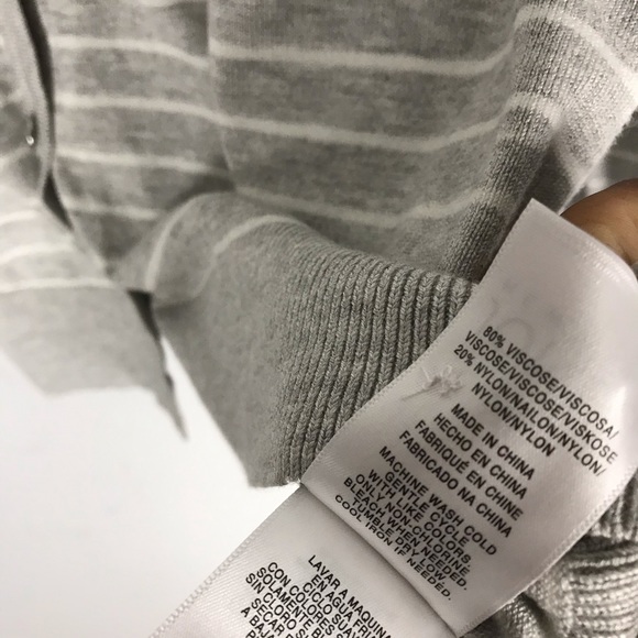 Jones Ny striped cardigan sweater grey crew neck - Picture 9 of 11